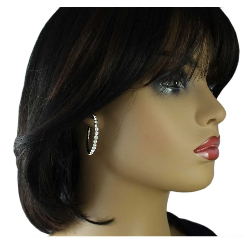 Clear Crystal Medium Semi-Hoop Pierced Earring - REC550
