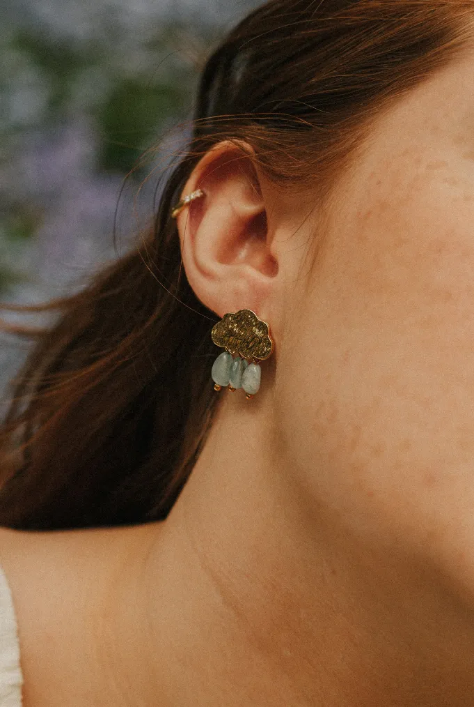 Cloudy "Rain Shower" Mini Drop Earrings