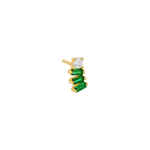 Colored Baguette Curved Stud Earring