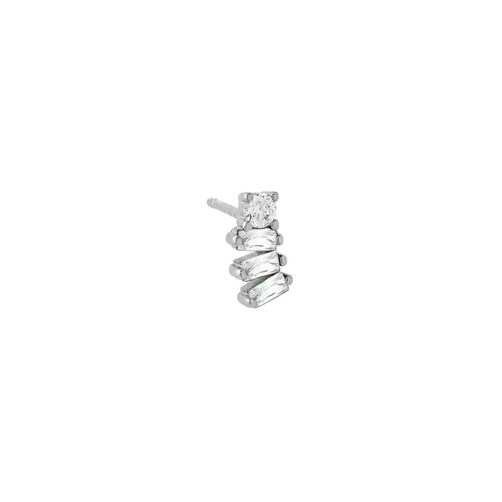 Colored Baguette Curved Stud Earring