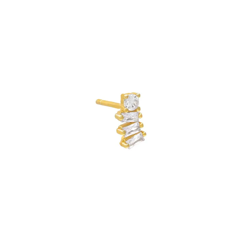 Colored Baguette Curved Stud Earring