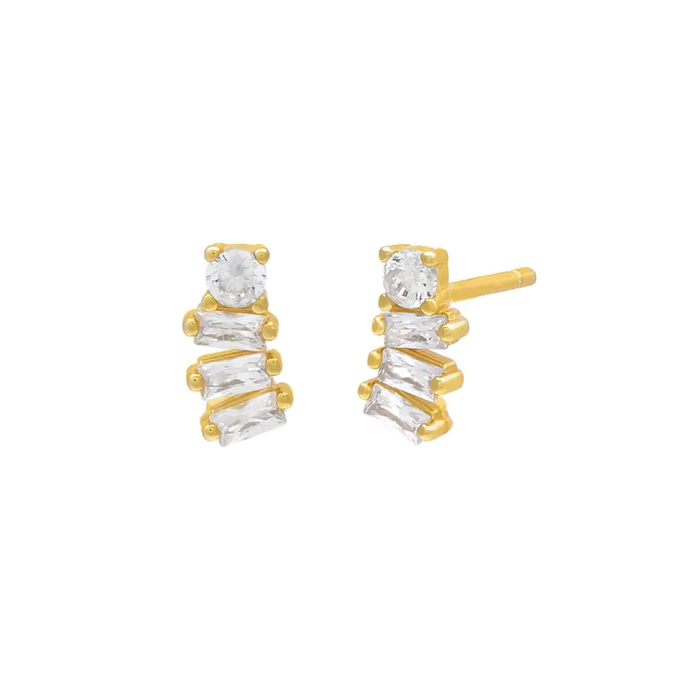 Colored Baguette Curved Stud Earring