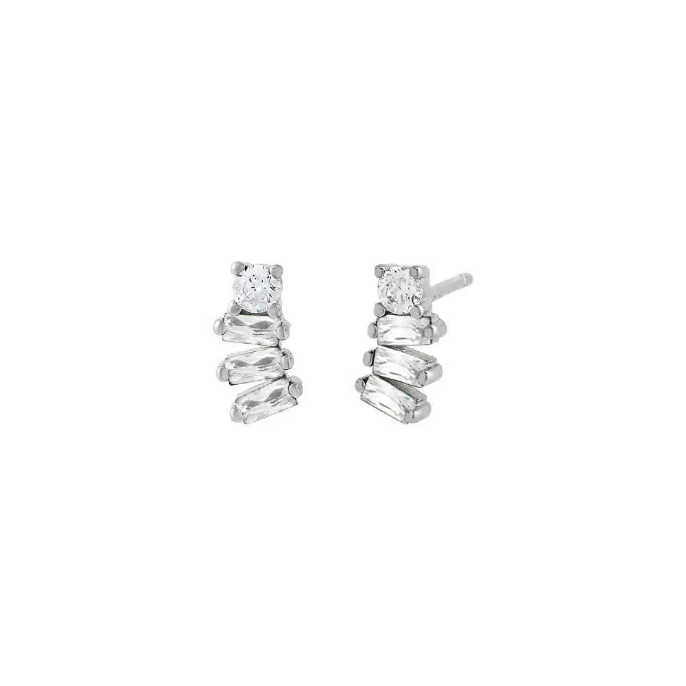 Colored Baguette Curved Stud Earring
