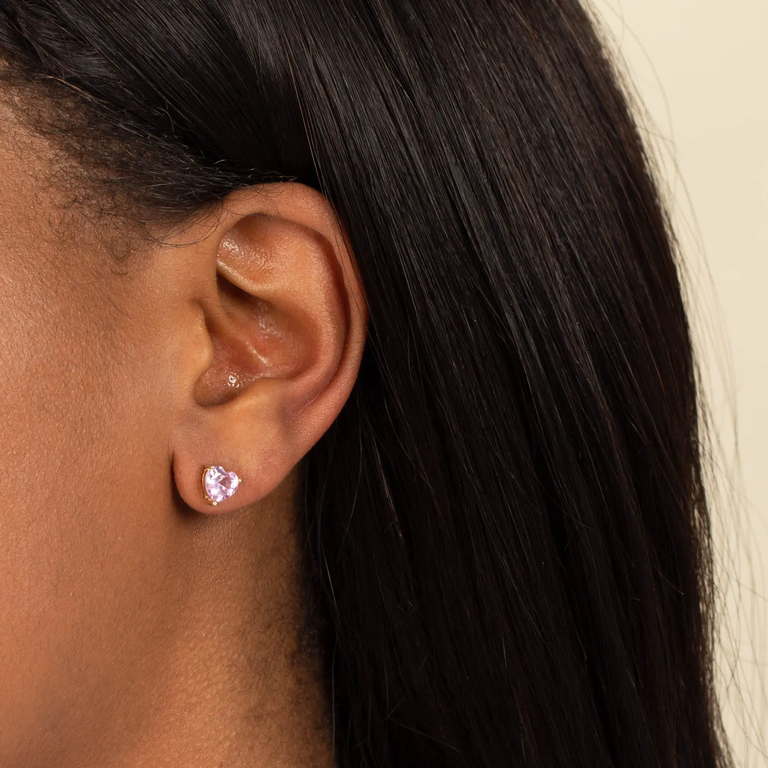 Colored Heart CZ Stud Earrings
