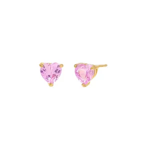 Colored Heart CZ Stud Earrings