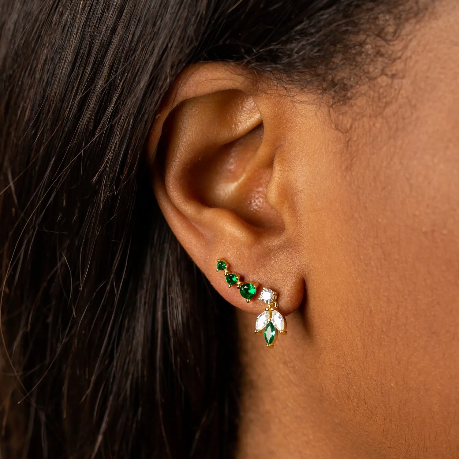 Colored Marquise Cluster Stud Earring