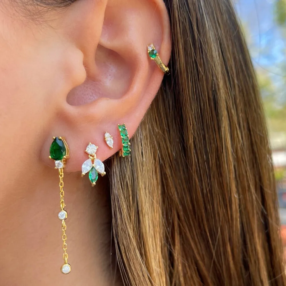 Colored Marquise Cluster Stud Earring