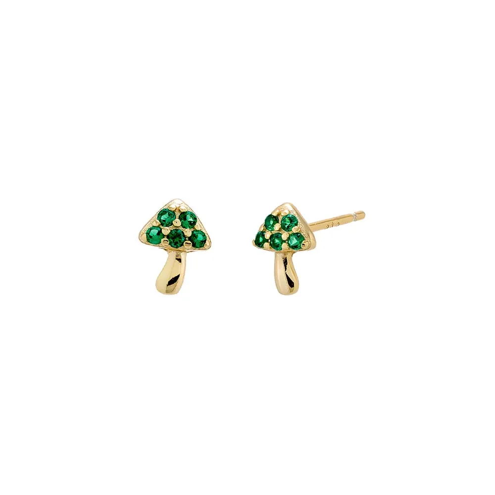 Colored Pavé Mini Mushroom Stud Earring