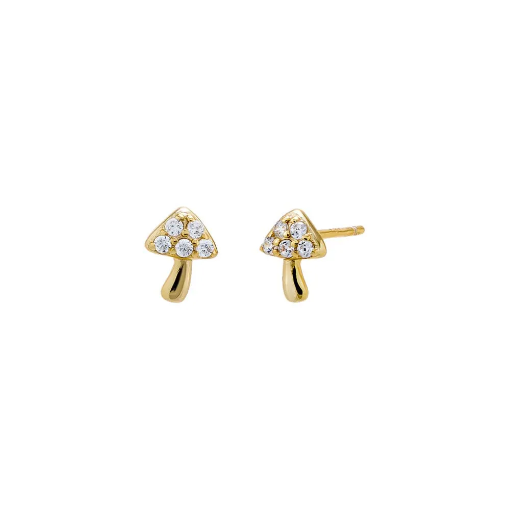 Colored Pavé Mini Mushroom Stud Earring