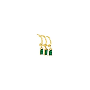 Colored Triple Dangling Baguette Stone Earring