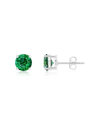 Crislu May Birthstone Stud Earrings Finished in Pure Platinum
