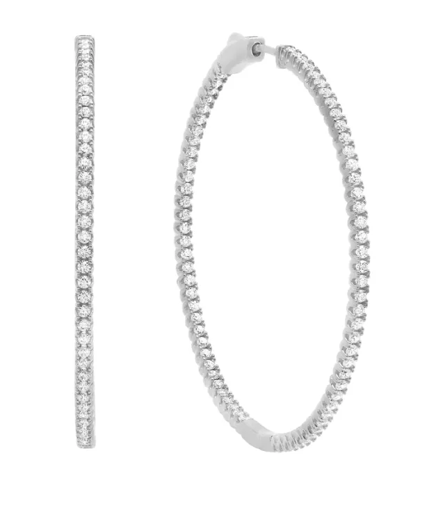 Crislu Medium Pave Hoop Earrings Finished in Pure Platinum