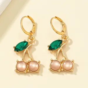Crystal & 18K Gold-Plated Cherry Charm Huggie Earrings