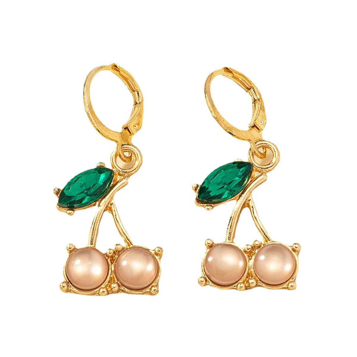 Crystal & 18K Gold-Plated Cherry Charm Huggie Earrings