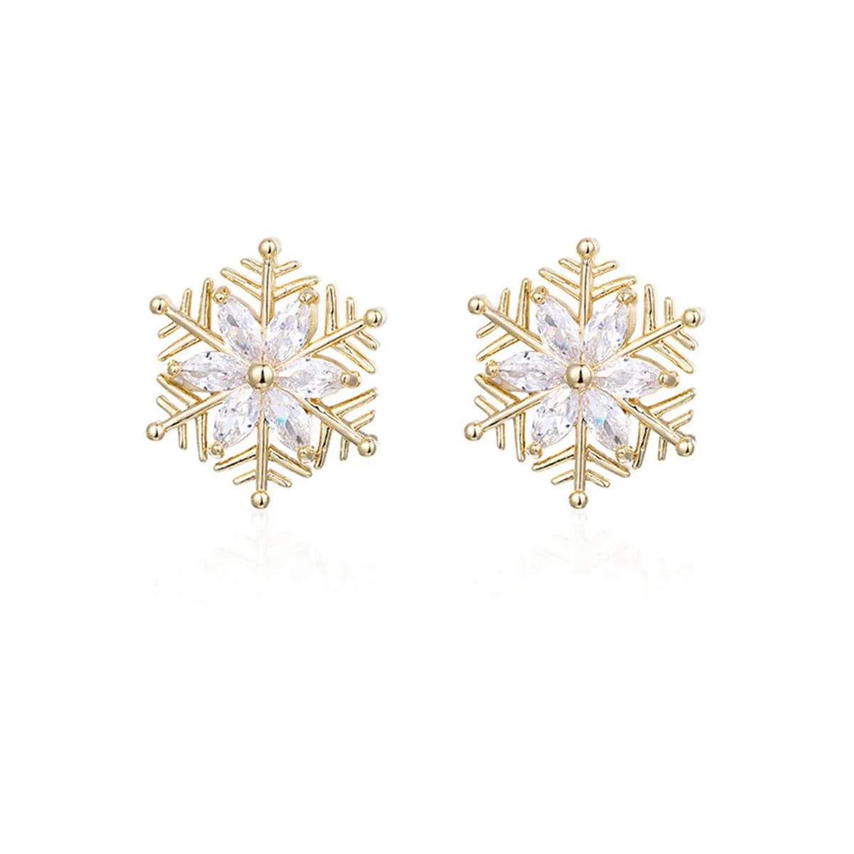 Crystal & 18K Gold-Plated Snowflake Stud Earrings