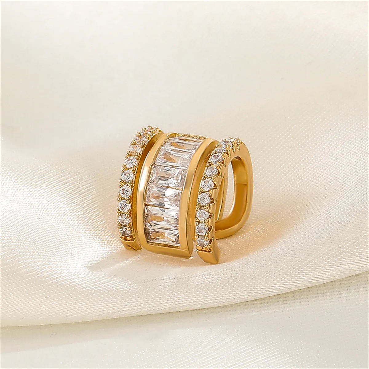Crystal & Cubic Zirconia Baguette Layered Ear Cuff
