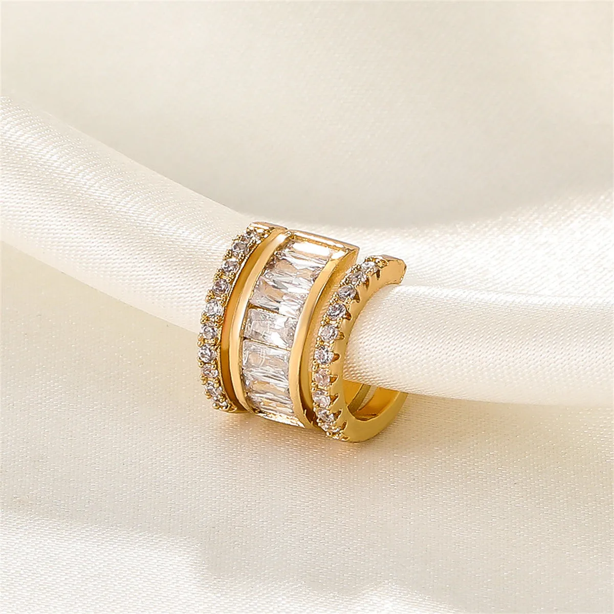 Crystal & Cubic Zirconia Baguette Layered Ear Cuff