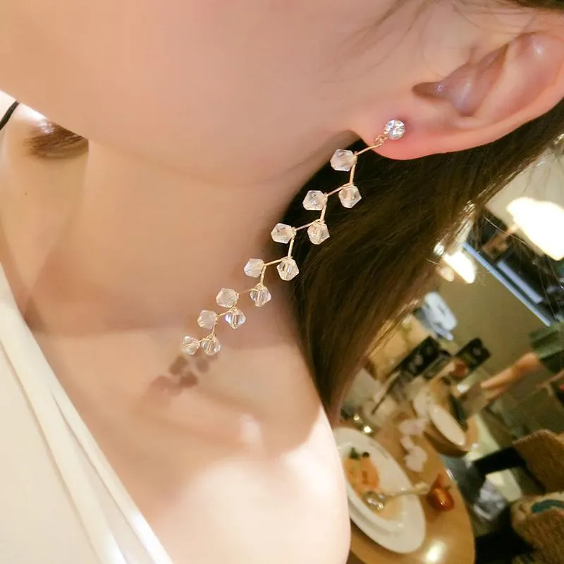 Crystal Bud Climber Drop Earrings