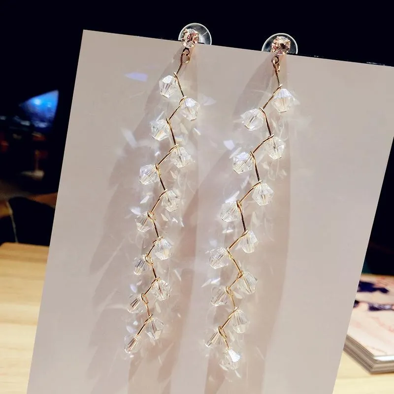 Crystal Bud Climber Drop Earrings