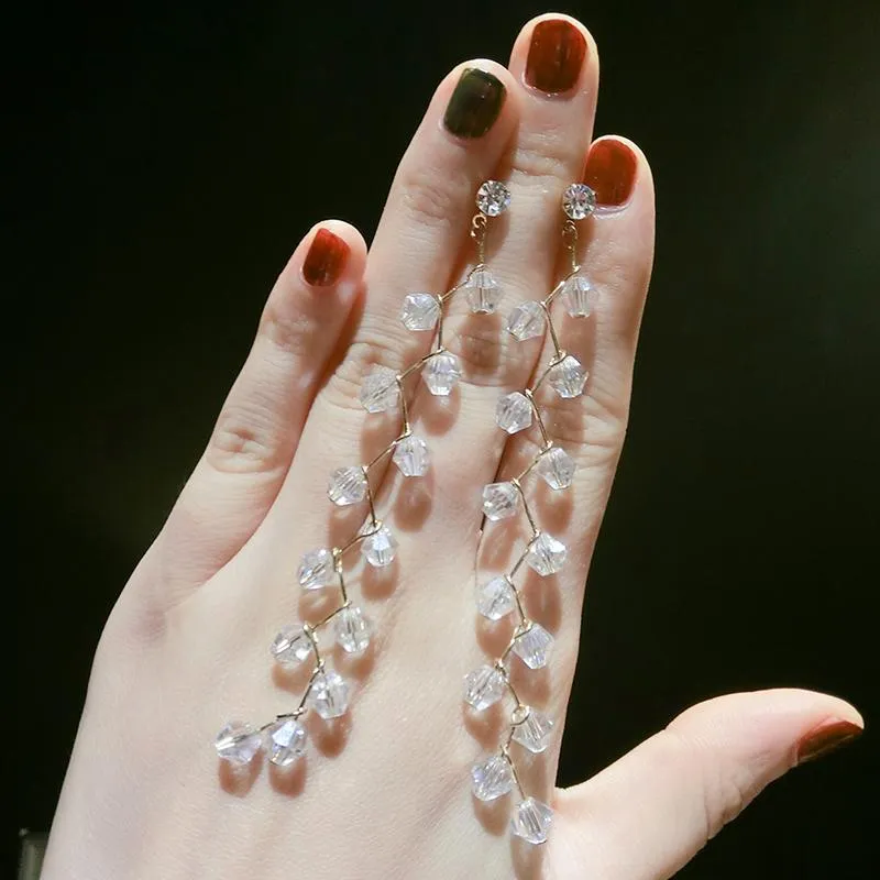 Crystal Bud Climber Drop Earrings