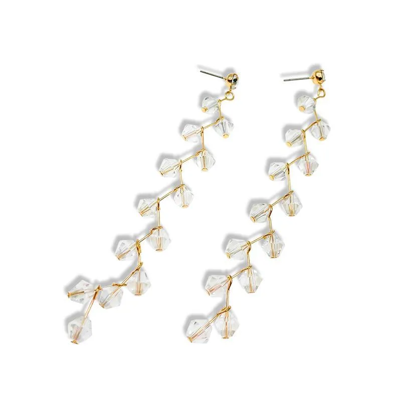Crystal Bud Climber Drop Earrings