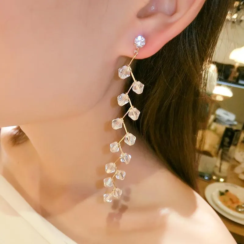 Crystal Bud Climber Drop Earrings