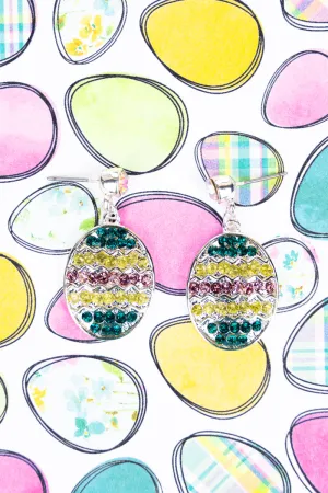 Crystal Chevron Easter Egg Silvertone Earrings
