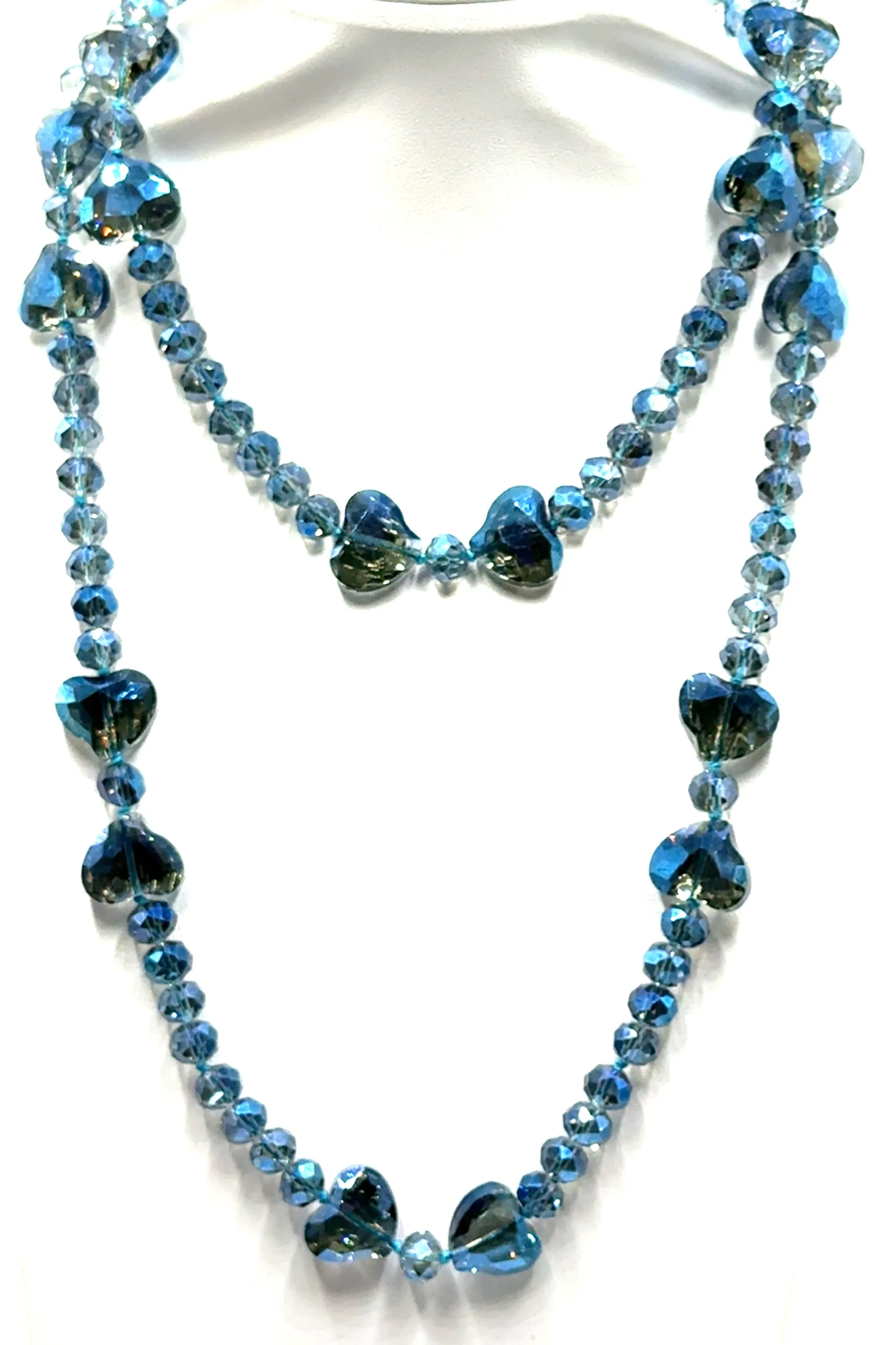 Crystal Hearts Long Necklace