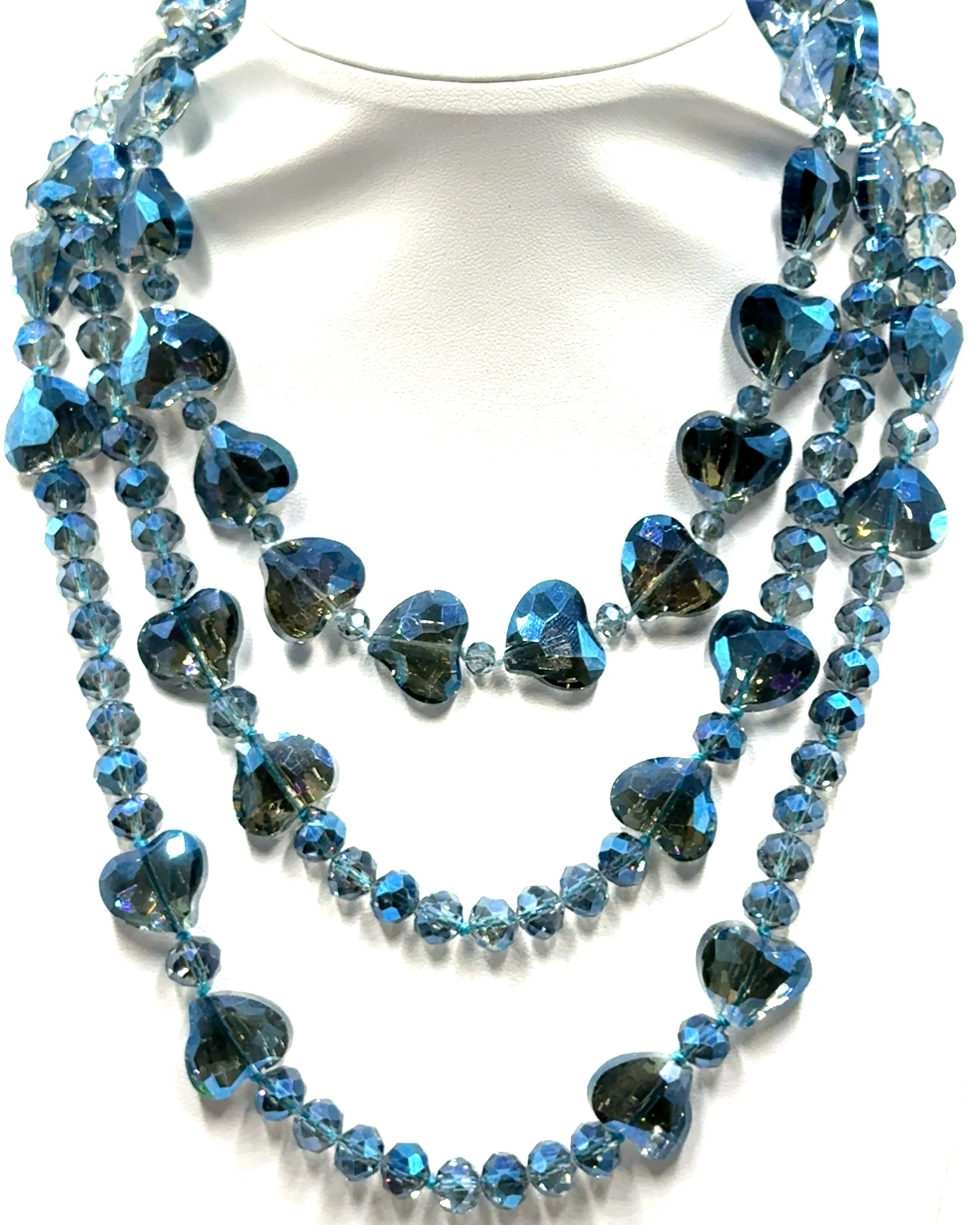 Crystal Hearts Long Necklace