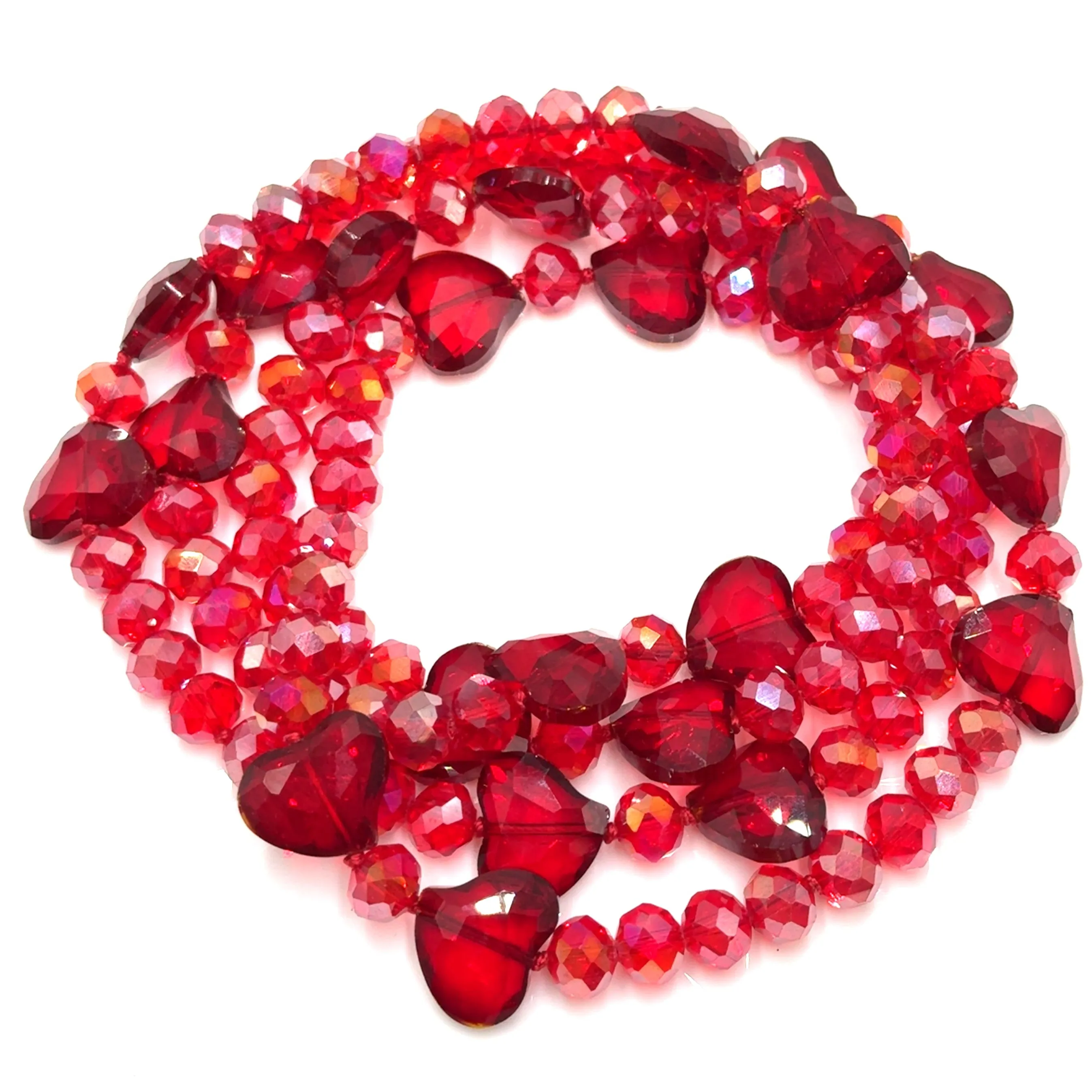Crystal Hearts Long Necklace
