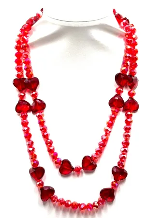 Crystal Hearts Long Necklace