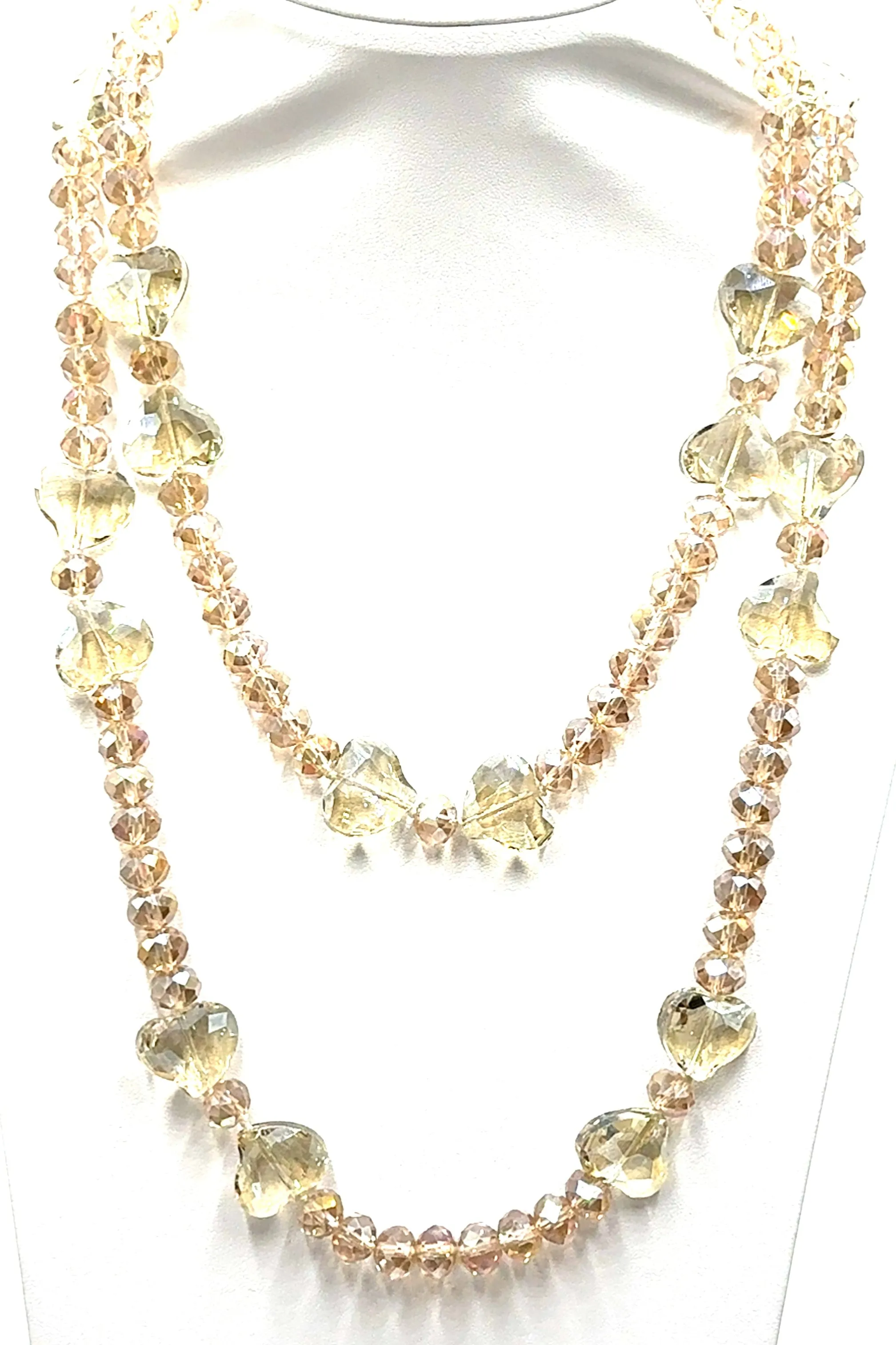 Crystal Hearts Long Necklace