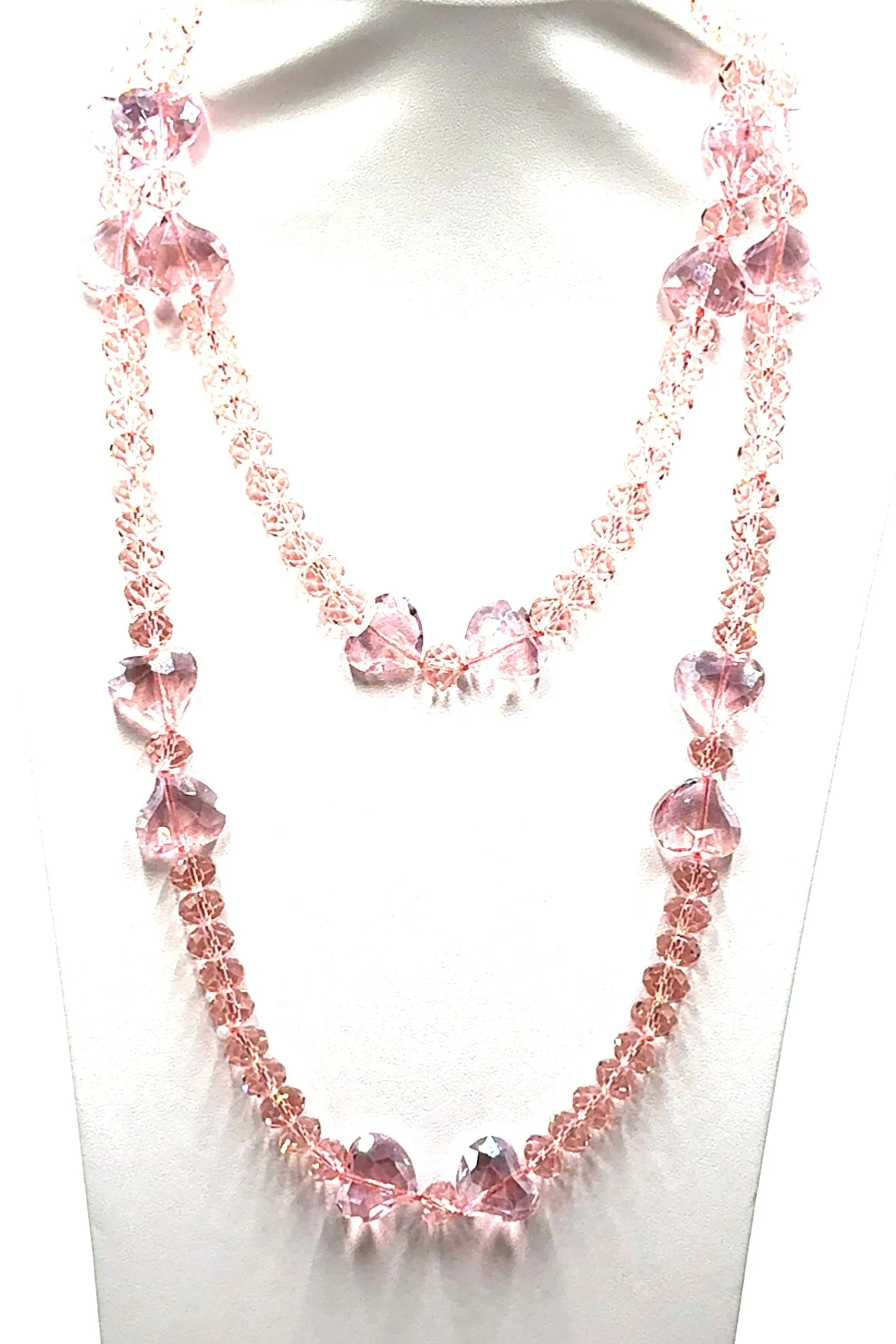 Crystal Hearts Long Necklace