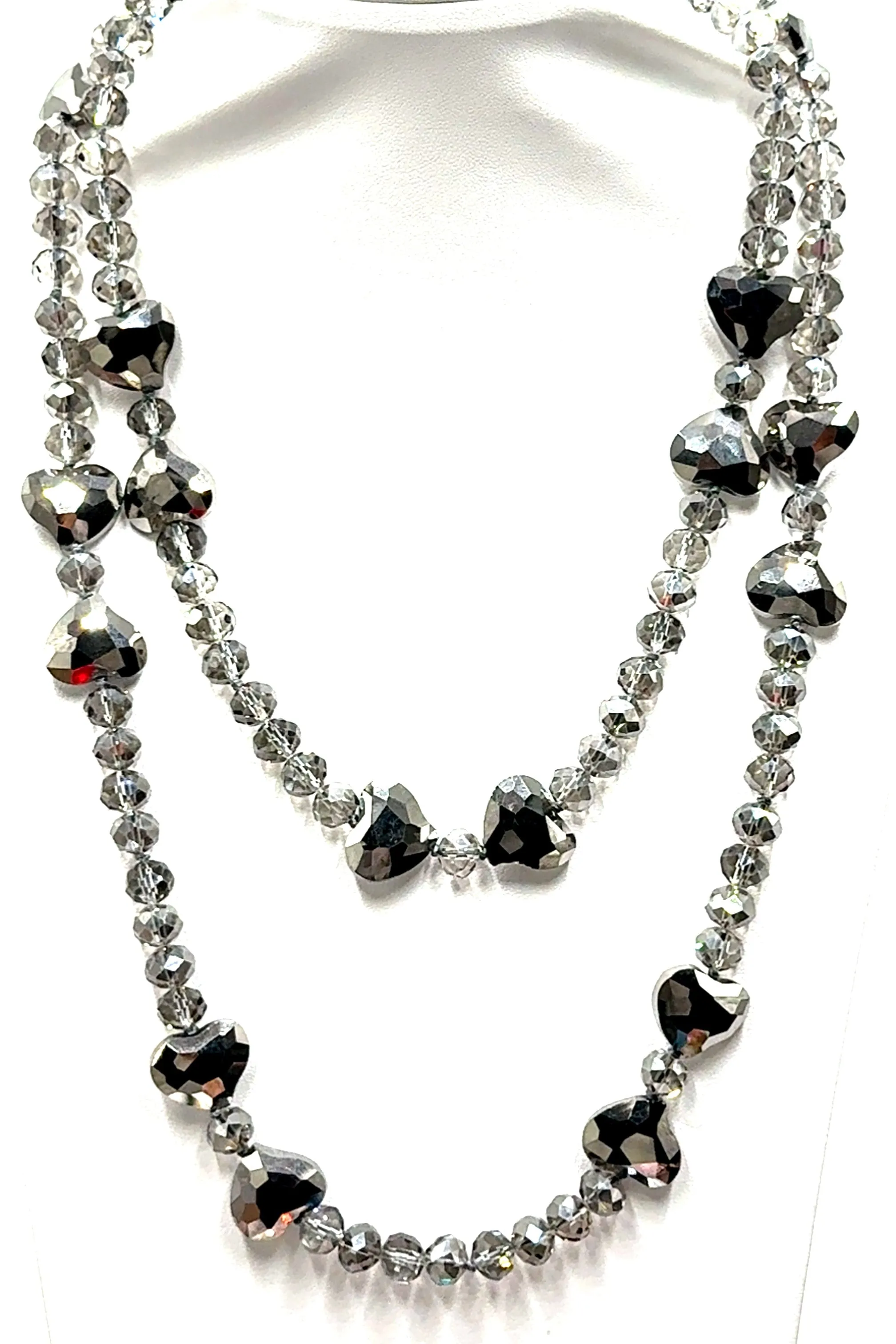 Crystal Hearts Long Necklace