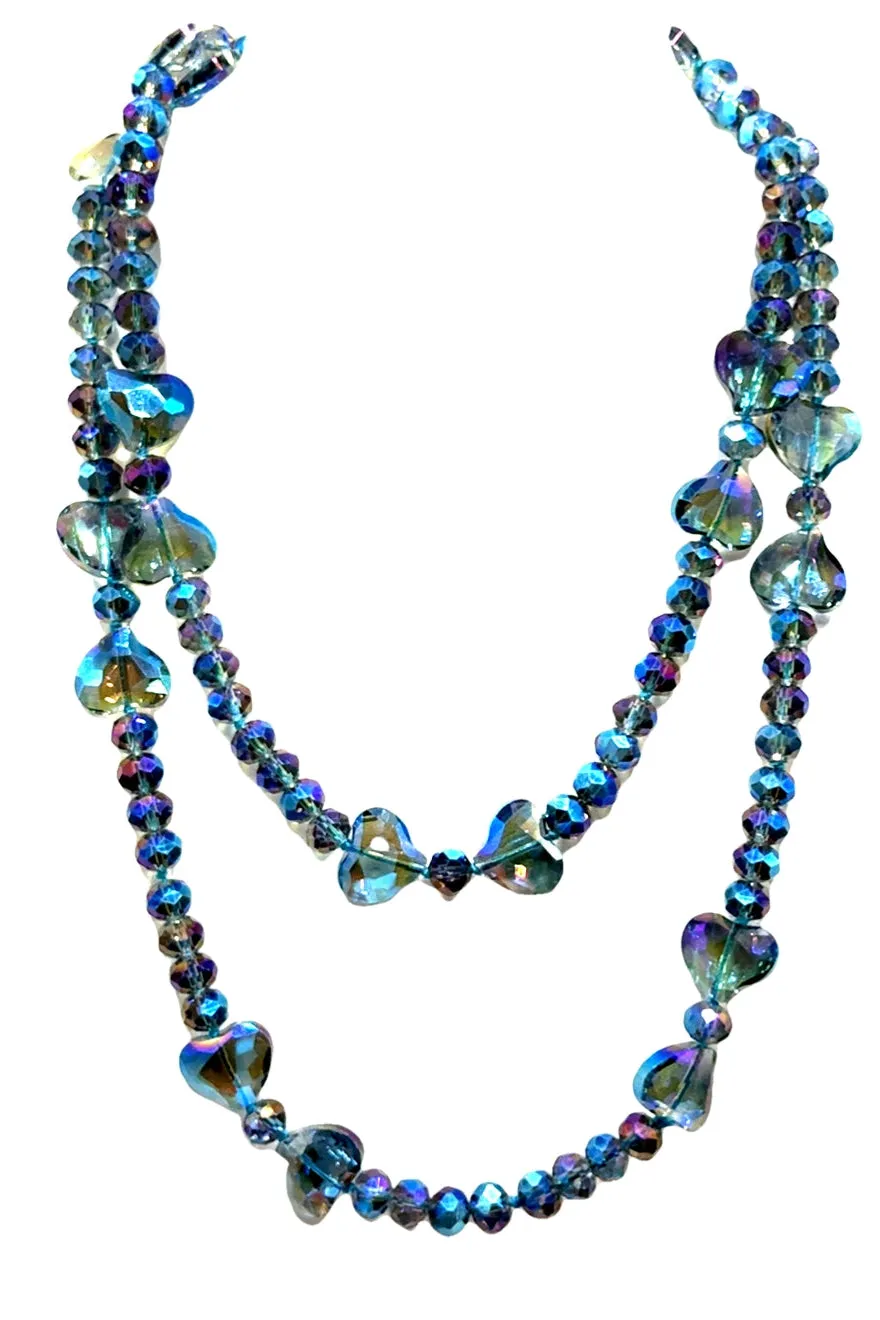 Crystal Hearts Long Necklace