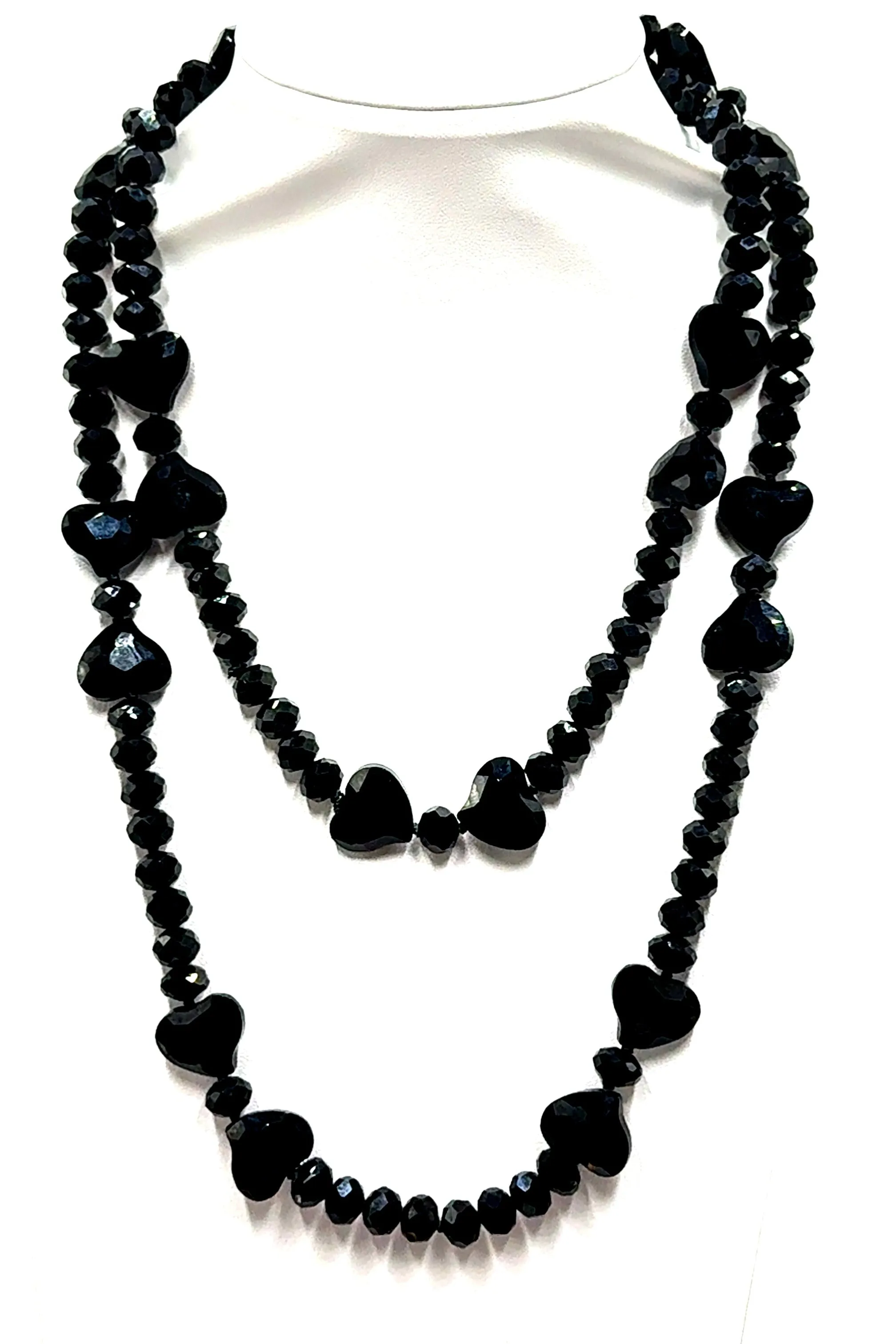 Crystal Hearts Long Necklace