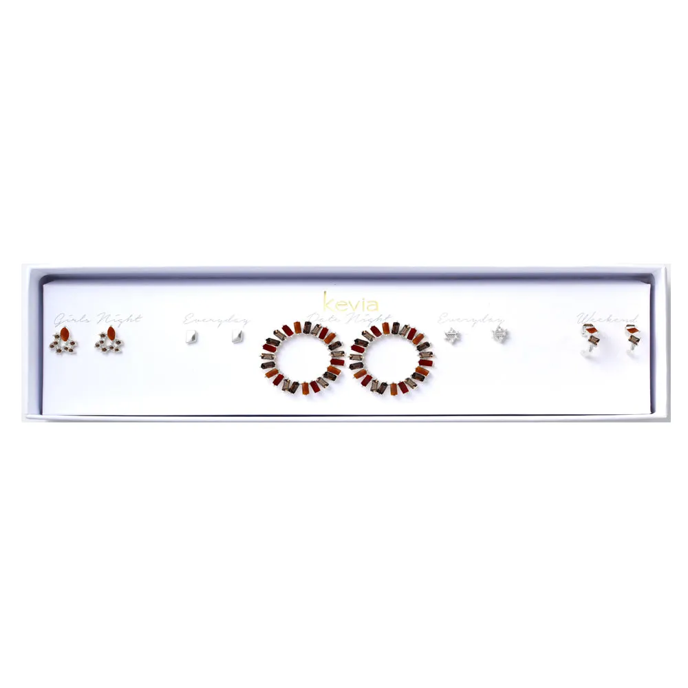 Crystal Hoop Earring Set
