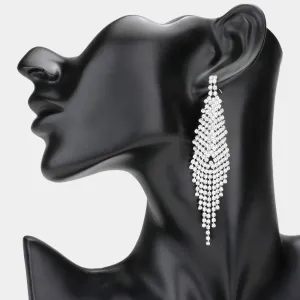 Crystal Rhinestone Fringe Pageant Earrings on Silver | 331878