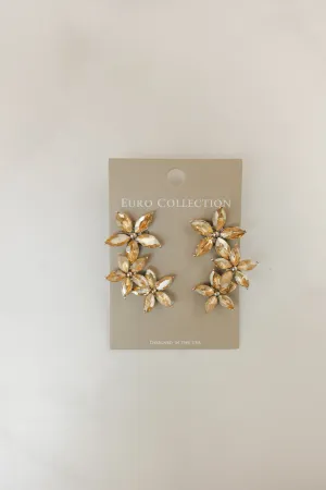 Crystal Three-Flower Earrings