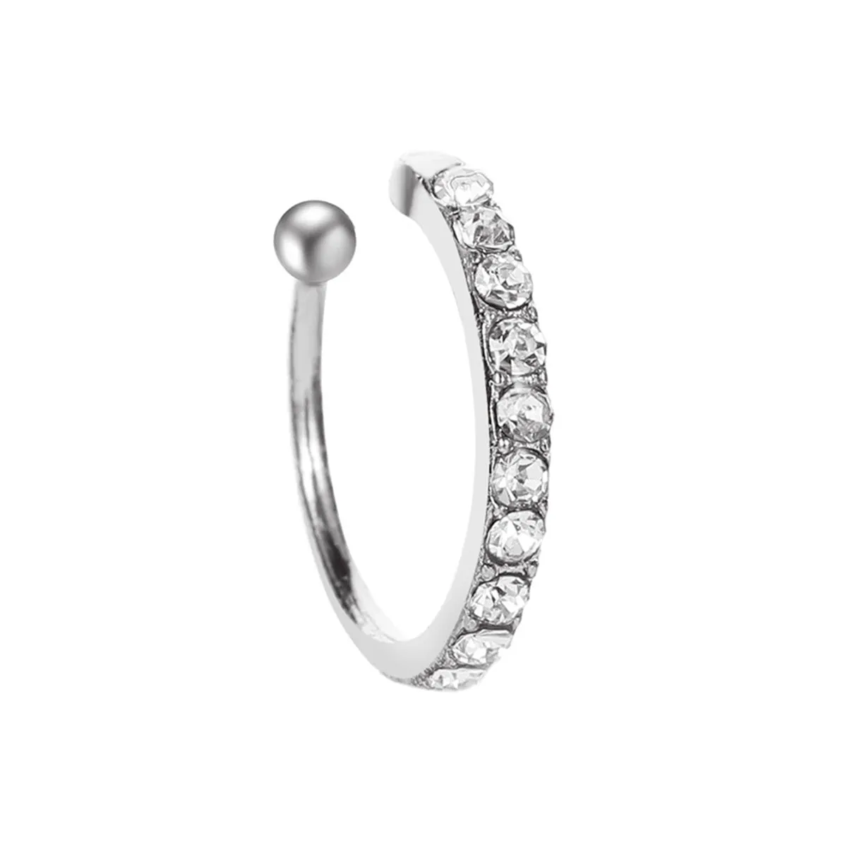 Cubic Zirconia & Silver-Plated Ear Cuff