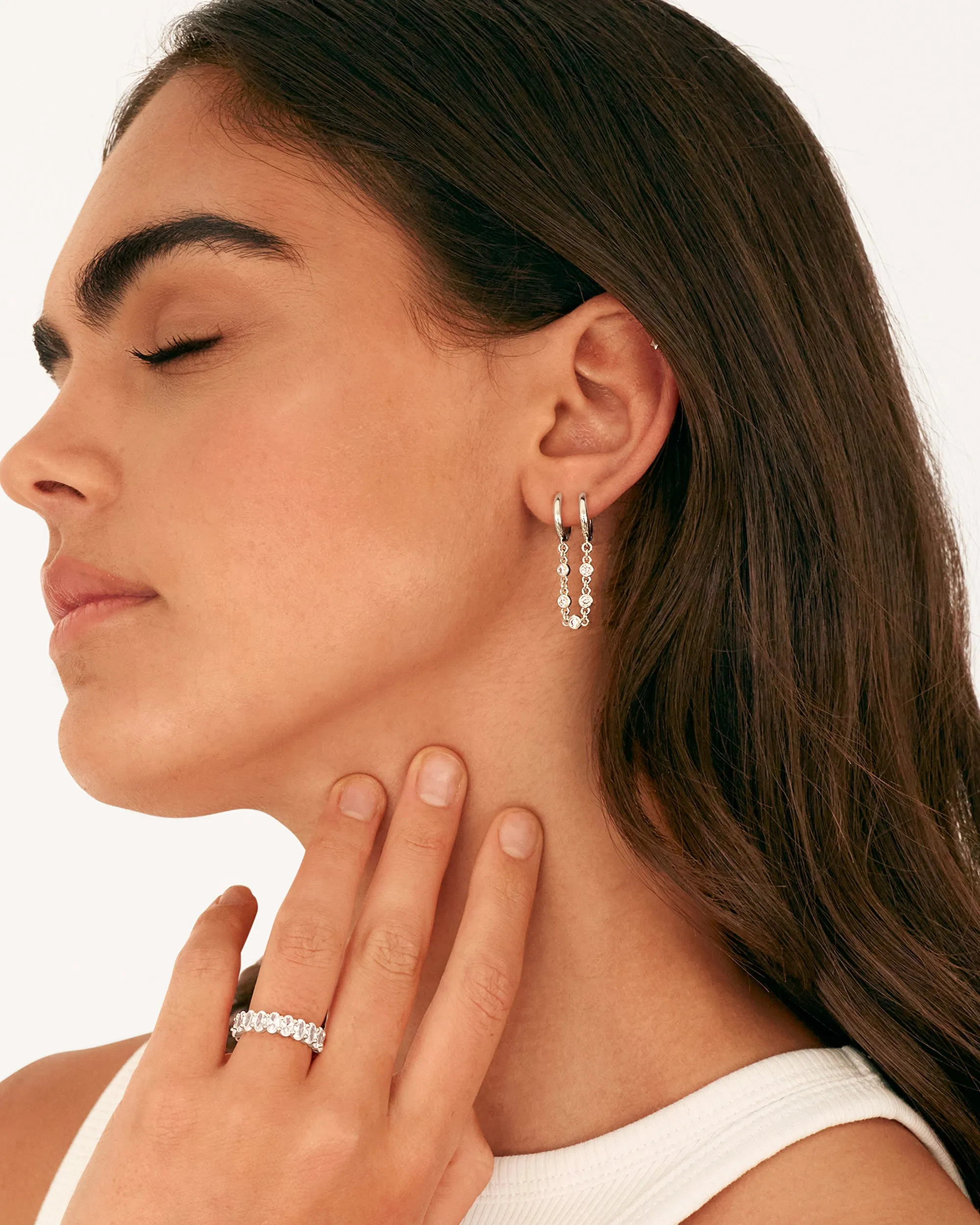 Cubic Zirconia Chain Earrings