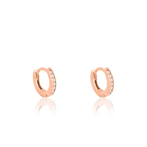 Cubic Zirconia Hoop Earrings - Rose Gold White - Extra Small