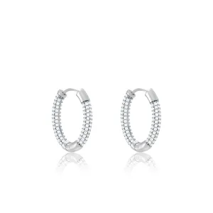 Cubic Zirconia Pave Oval Shape Big Hoop Earrings