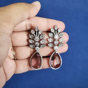 Cubic Zirconia Stone Earring With Black Plating