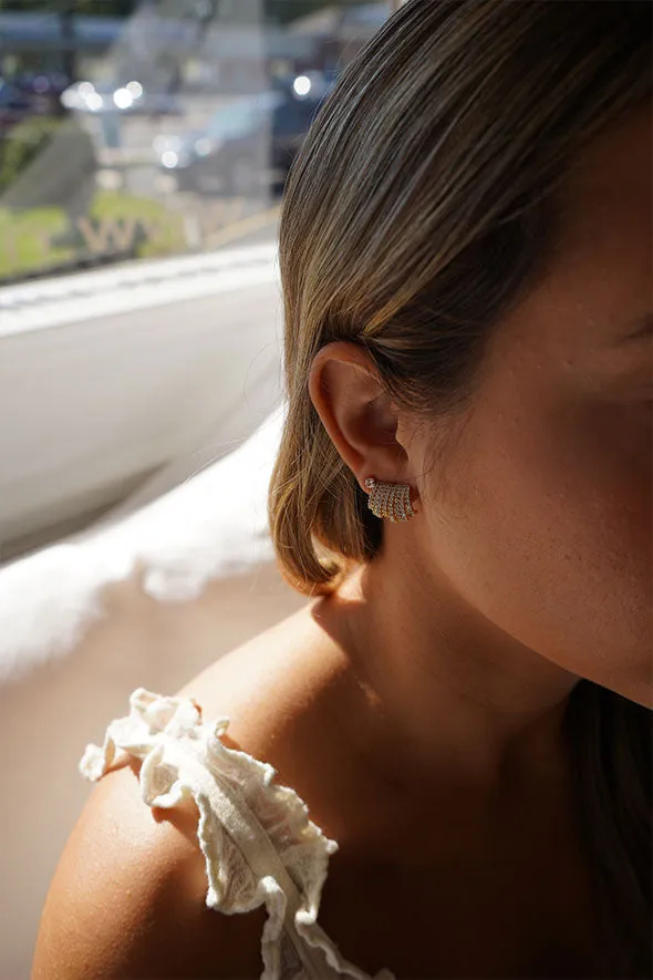 Cuff Rhinestone & Gold Earrings