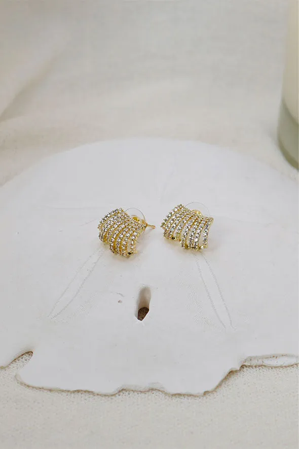 Cuff Rhinestone & Gold Earrings