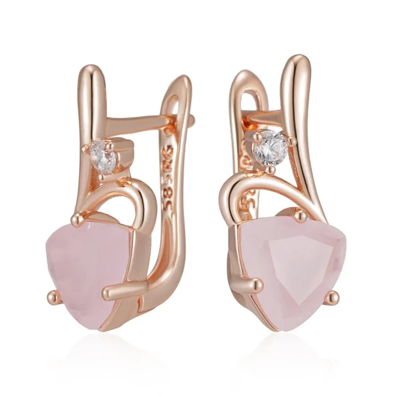 Curved Pastel Pink Diamond Earrings