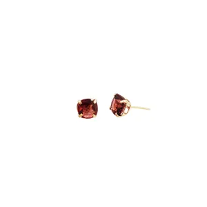 Cushion-Cut Synthetic Ruby Stud Earrings (14K)