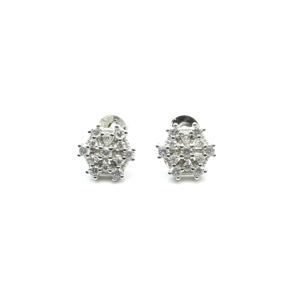 Cute 925 Sterling Silver CZ Stud Platinum Finish Earring