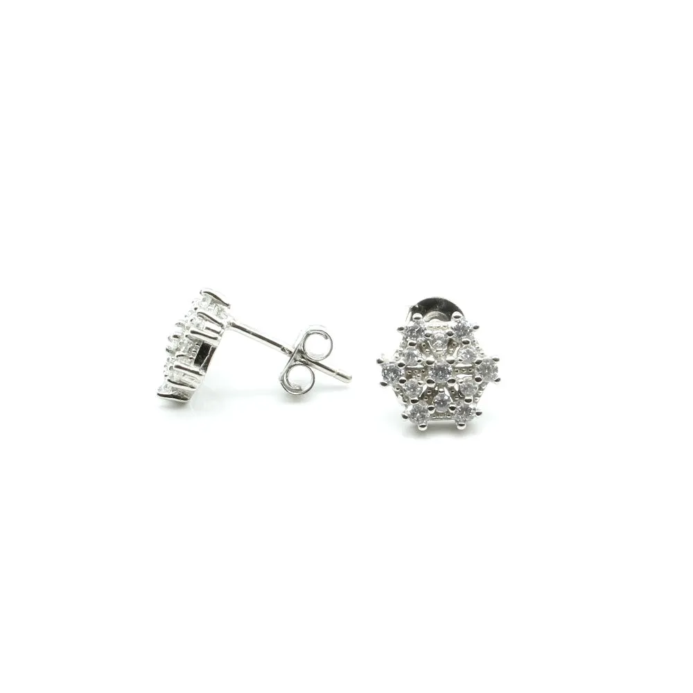 Cute 925 Sterling Silver CZ Stud Platinum Finish Earring